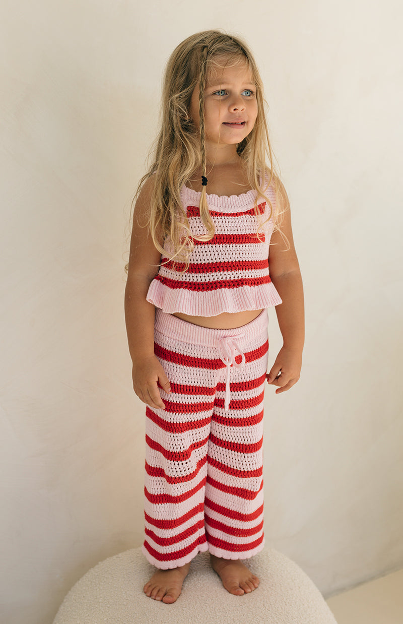 AVA CROCHET TOP - POPPY STRIPE