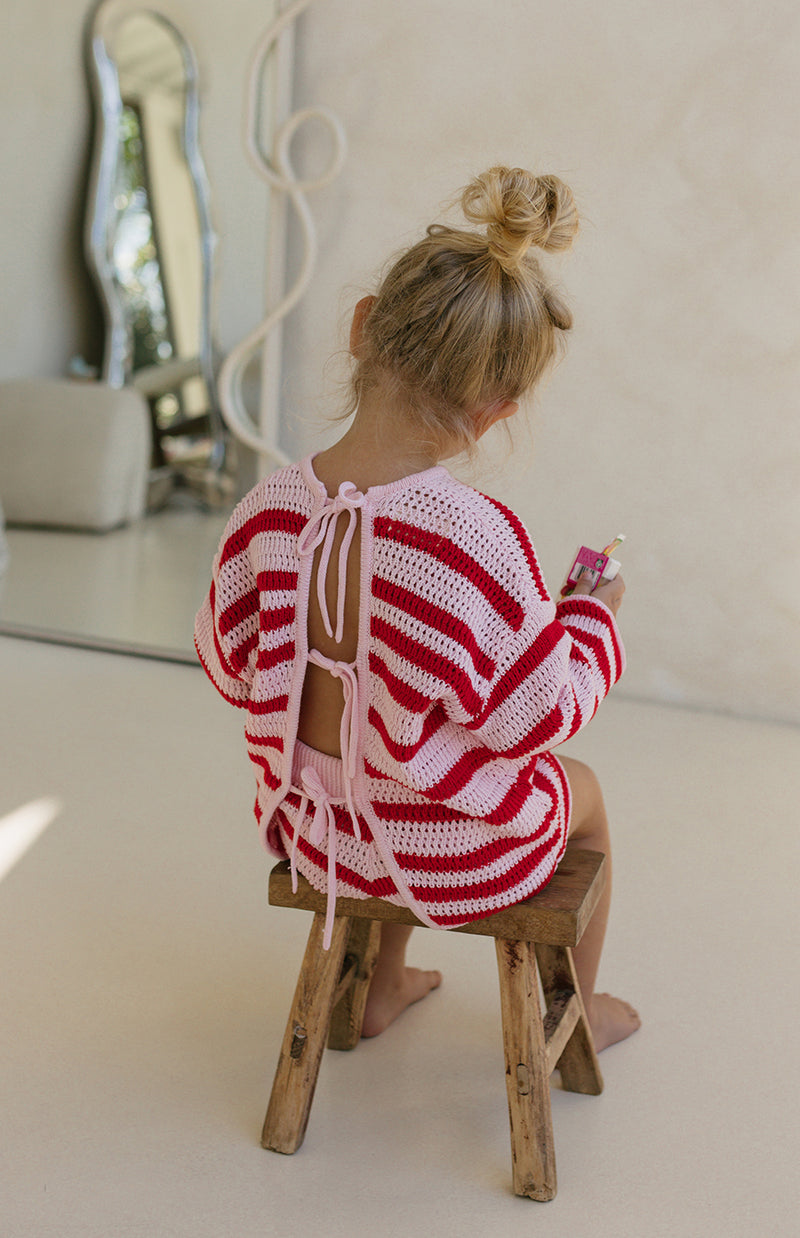 POPPY STRIPE TIE BACK TOP