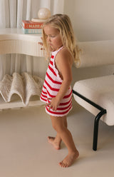 BIRDIE HALTER DRESS - POPPY STRIPE