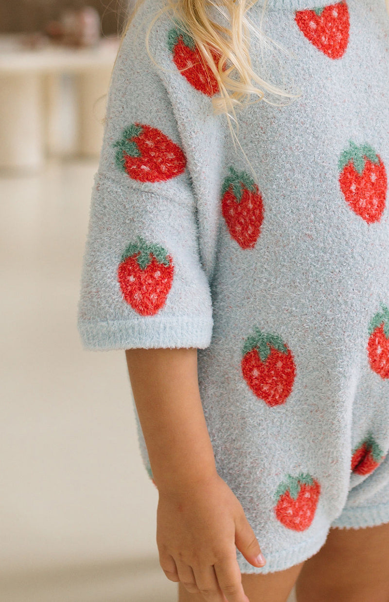 STRAWBERRY ROMPER - SKY
