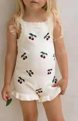 CHERRY KNIT ROMPER