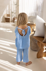 FLORA CROCHET LOOP TOP - AZURE