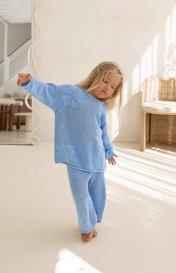 FLORA CROCHET LOOP TOP - AZURE