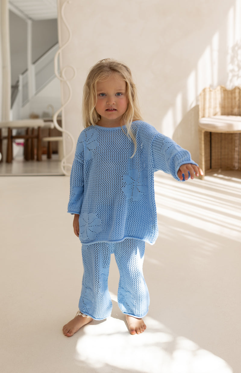FLORA CROCHET LOOP TOP - AZURE