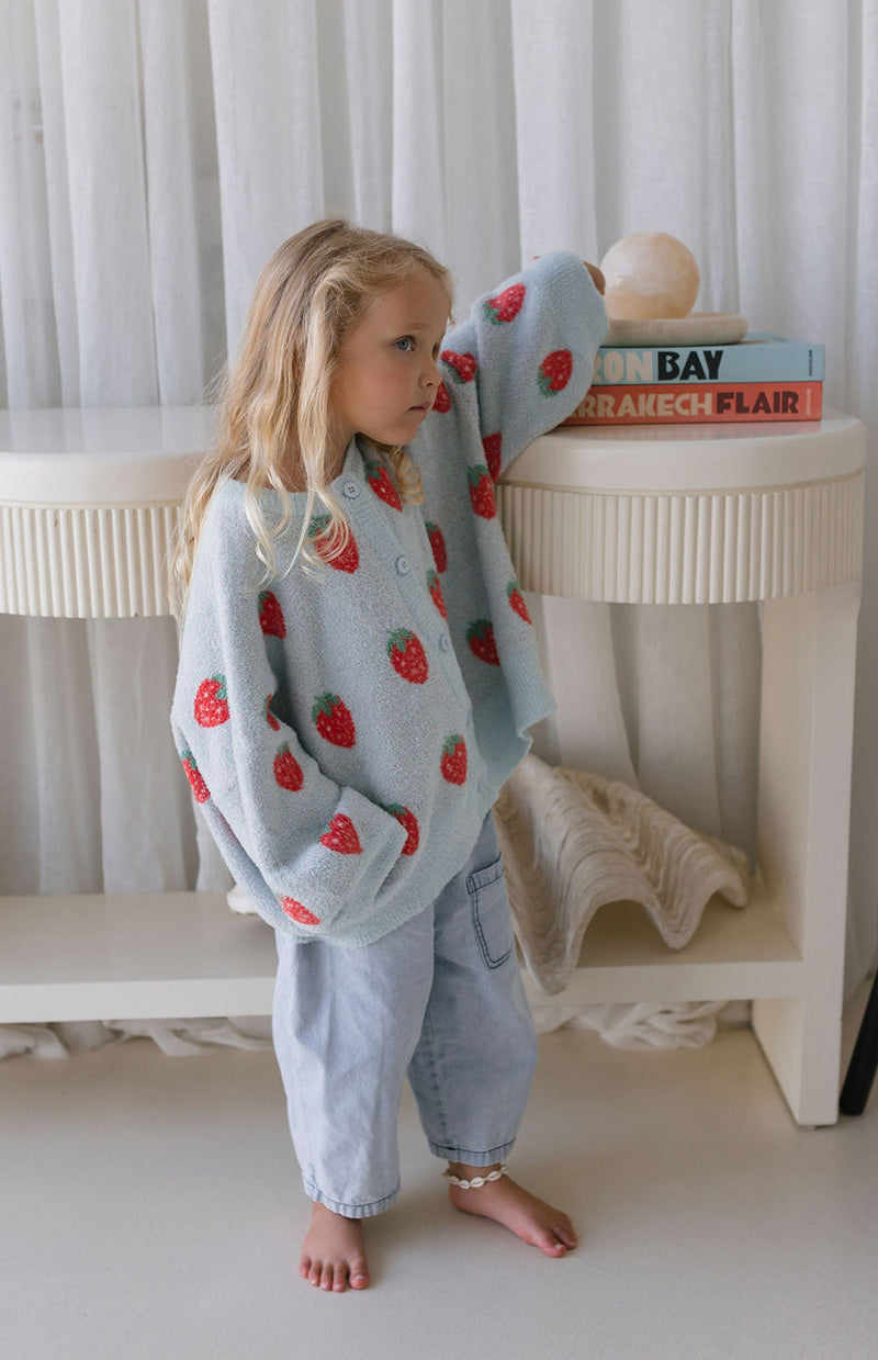 STRAWBERRY CARDIGAN - SKY