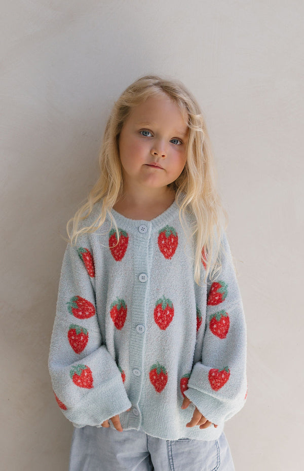 STRAWBERRY CARDIGAN - SKY