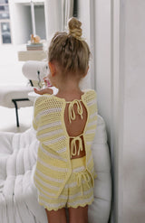 BUTTERCUP STRIPE TIE BACK TOP