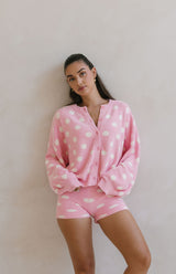 MAMA DOTTIE KNIT CARDIGAN - PINK POLKA
