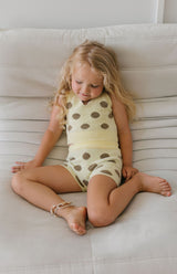 DOTTIE BIKER SHORTS - LEMON POLKA