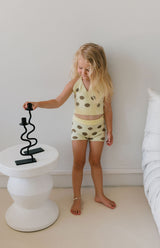 DOTTIE BIKER SHORTS - LEMON POLKA