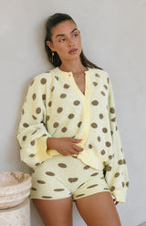 MAMA DOTTIE KNIT CARDIGAN - LEMON POLKA