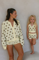 MAMA DOTTIE KNIT CARDIGAN - LEMON POLKA