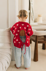 BETTY TIE LOOP BACK KNIT - RED DOT
