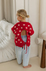 BETTY TIE LOOP BACK KNIT - RED DOT