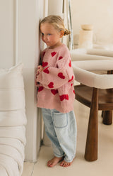 BETTY TIE LOOP BACK KNIT - HEARTS