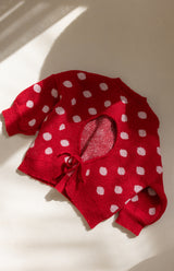 BETTY TIE LOOP BACK KNIT - RED DOT