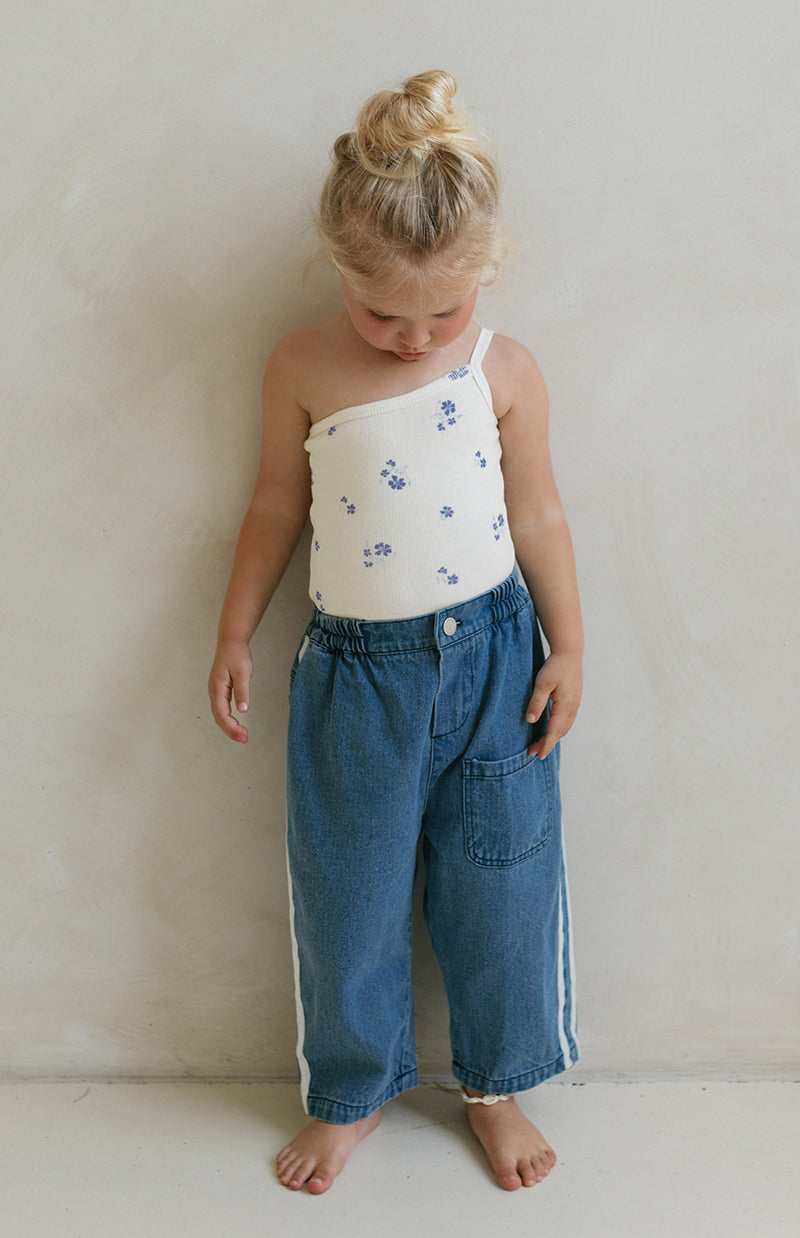 ONE SHOULDER BODYSUIT - BLUE MEADOW