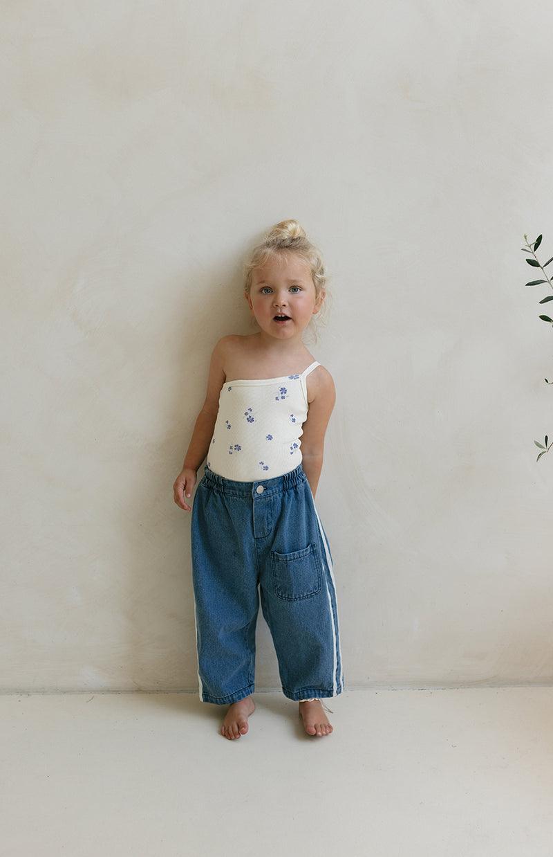 ONE SHOULDER BODYSUIT - BLUE MEADOW