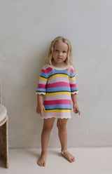 ELOISE TIE BACK DRESS - HAVANA STRIPE