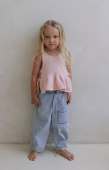 NELLIE SIDE TIE TOP - CORAL