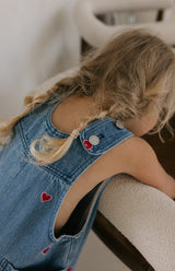 HEART DENIM BARREL OVERALL