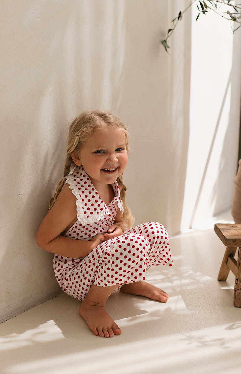 ROSIE JUMPSUIT - CHERRY POLKA