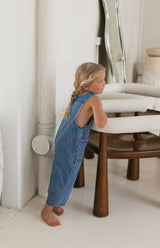 HEART DENIM BARREL OVERALL
