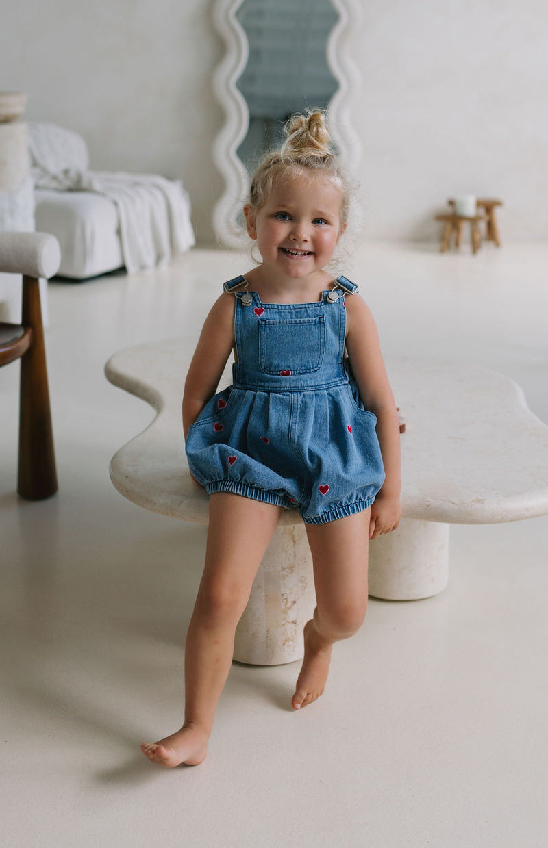 HEART DENIM ROMPER