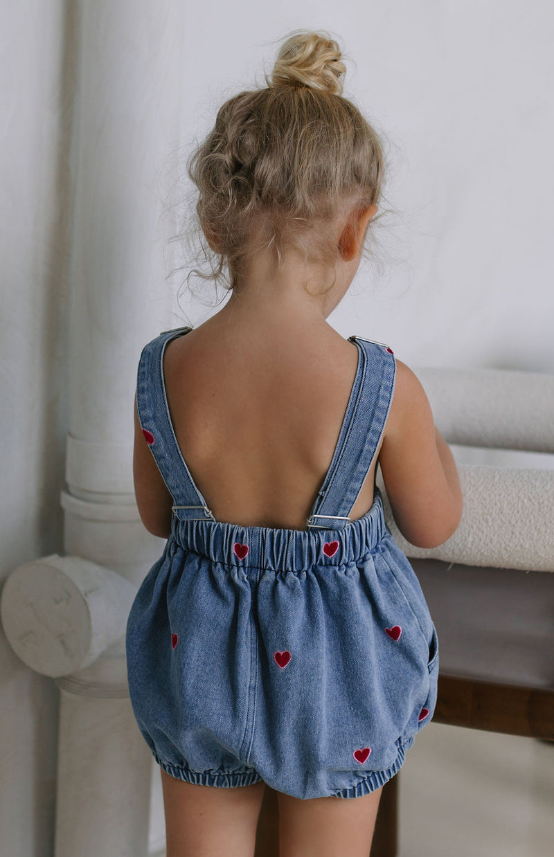 HEART DENIM ROMPER