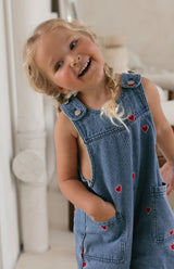 HEART DENIM BARREL OVERALL