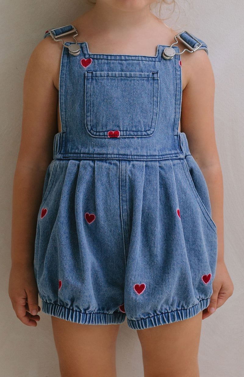 HEART DENIM ROMPER