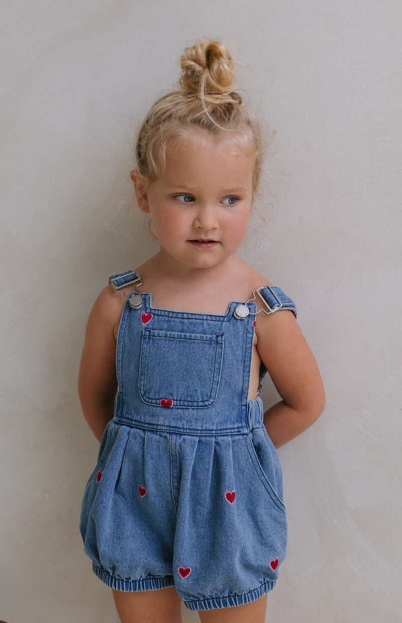 HEART DENIM ROMPER
