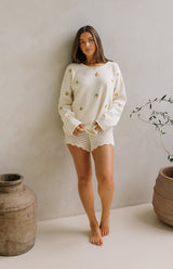 BIRDIE CROCHET SHORTS - MAMA CREAM