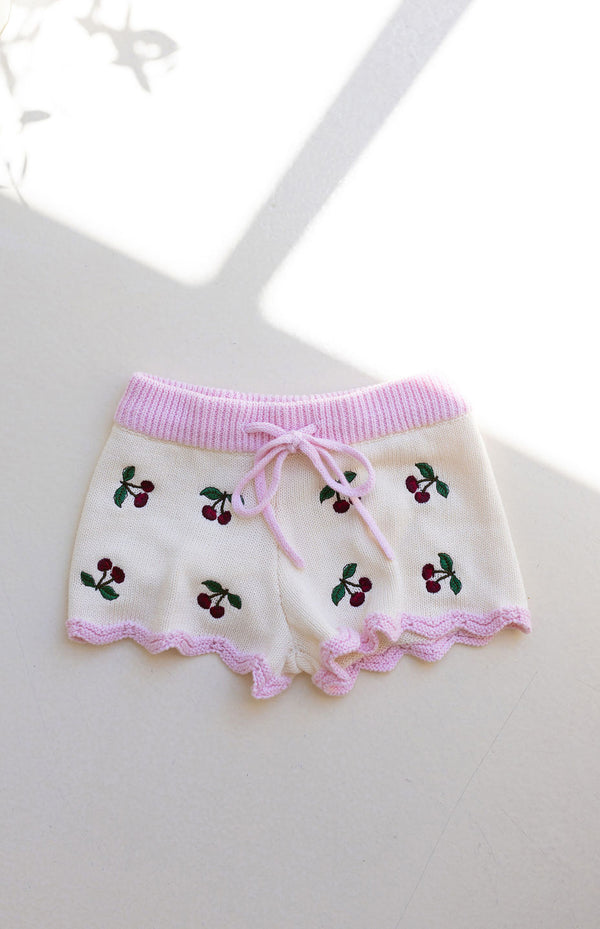 CHERRY KNIT SHORTS