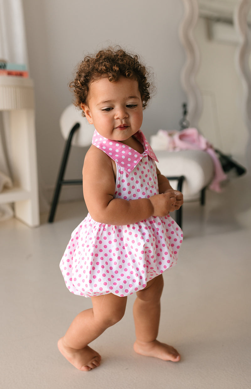 ROSIE ROMPER - PINK POLKA