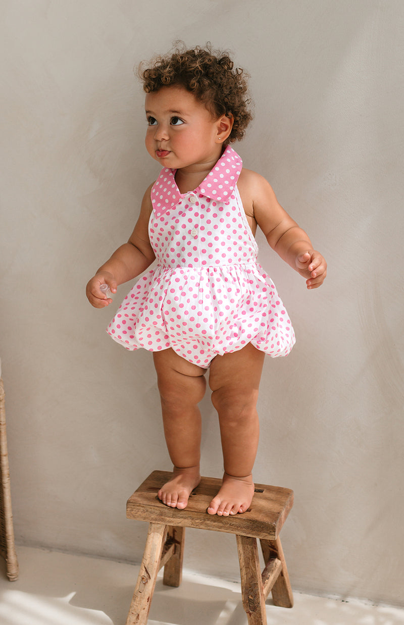 ROSIE ROMPER - PINK POLKA