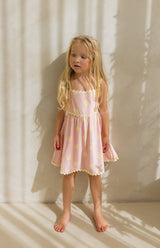 STRAWBERRY CREAM DOT RIC RAC DRESS