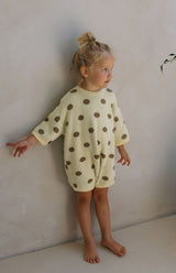 DOTTIE ROMPER - LEMON POLKA