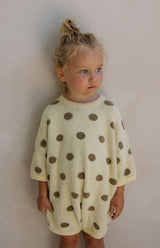 DOTTIE ROMPER - LEMON POLKA