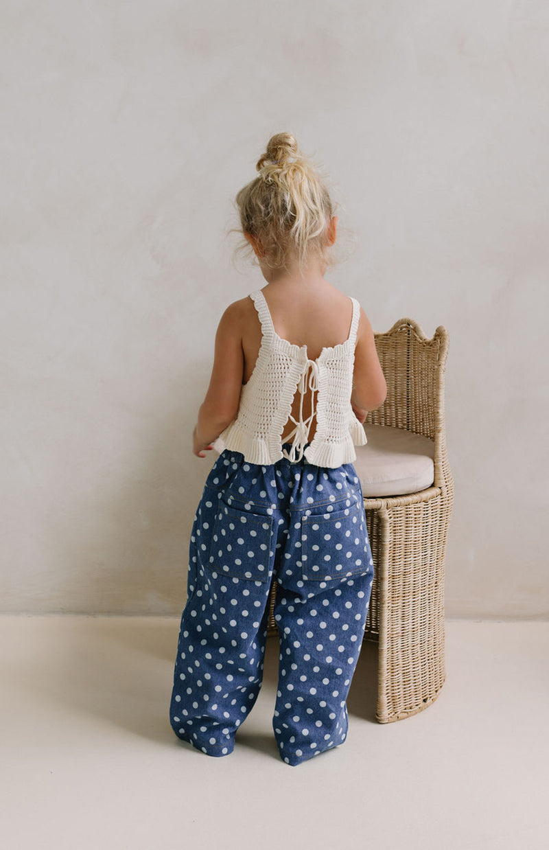 YARRA BARREL JEAN - NAVY POLKA