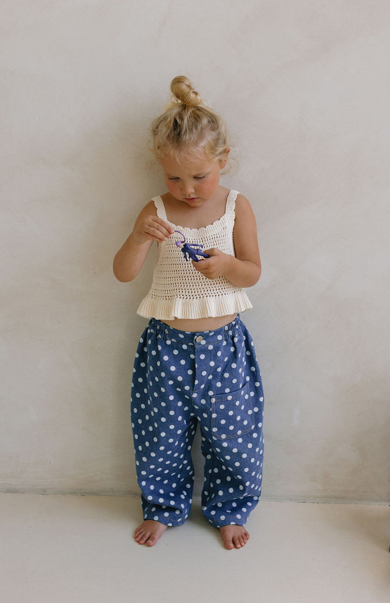 YARRA BARREL JEAN - NAVY POLKA