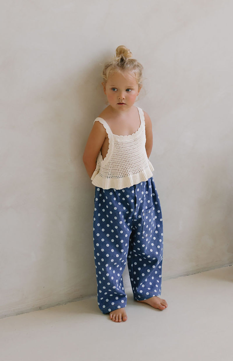 YARRA BARREL JEAN - NAVY POLKA