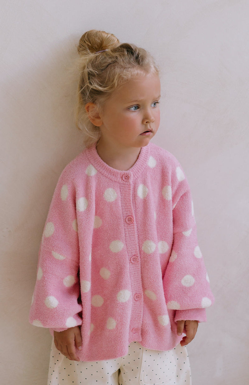 DOTTIE CARDIGAN - PINK POLKA – Noni The Label