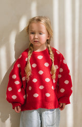 BETTY TIE LOOP BACK KNIT - RED DOT