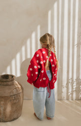 BETTY TIE LOOP BACK KNIT - RED DOT