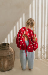 BETTY TIE LOOP BACK KNIT - RED DOT