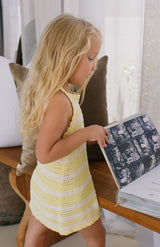 BIRDIE HALTER DRESS - BUTTERCUP STRIPE