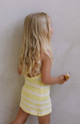 BIRDIE HALTER DRESS - BUTTERCUP STRIPE