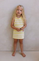 BIRDIE HALTER DRESS - BUTTERCUP STRIPE
