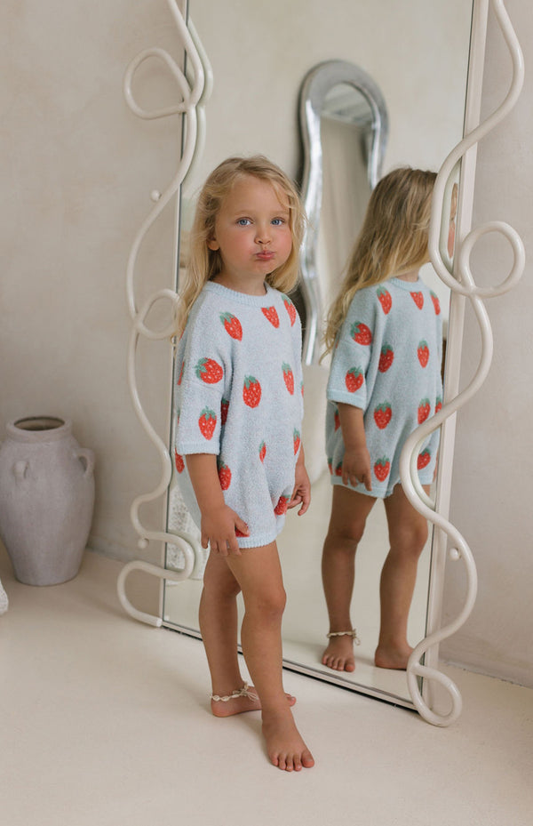 STRAWBERRY ROMPER - SKY